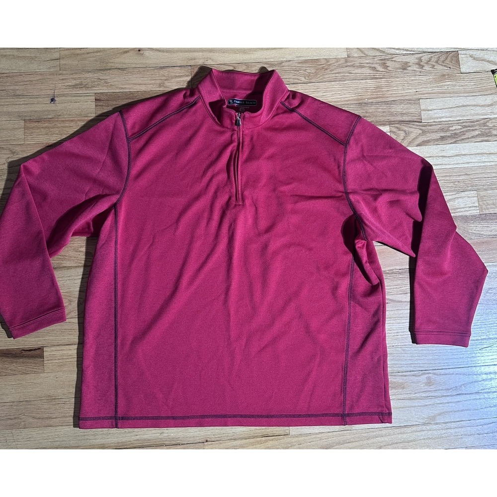 Pebble Beach Performance Mens 2XL Golf Pullover Quarter Zip Sweatshirt Red